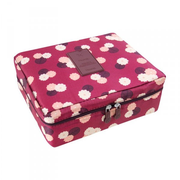 Kosmetická taška Travel 13784 vínová s květy (2)