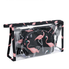 Sada kozmetických tašiek TB14441 čierna s plameniakmi