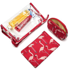 Sada kozmetických tašiek TB14442 červená s plameniakmi (2)