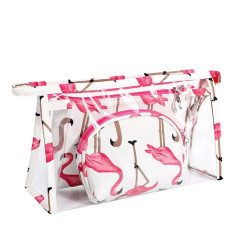 Sada kozmetických tašiek TB14444 biela s plameniakmi (1)