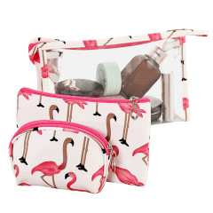 Sada kozmetických tašiek TB14444 biela s plameniakmi (2)