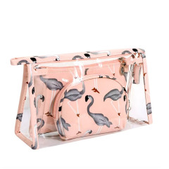 Sada kozmetických tašiek TB14446 ružová s plameniakmi (1)