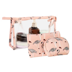 Sada kozmetických tašiek TB14446 ružová s plameniakmi (2)